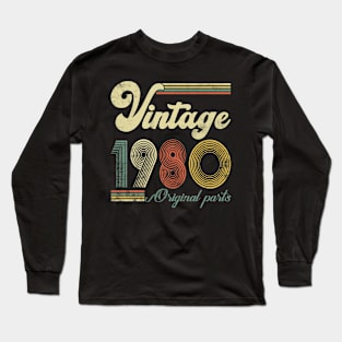 Vintage 1980 44th Birthday Gift Men Women 44 Years Old Long Sleeve T-Shirt